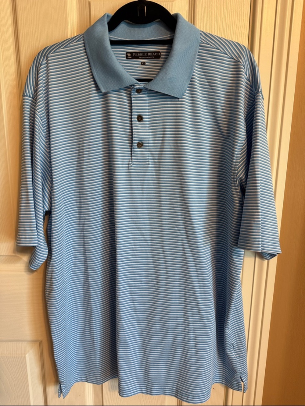 Pebble Beach Men's Light Blue & White Striped Polo